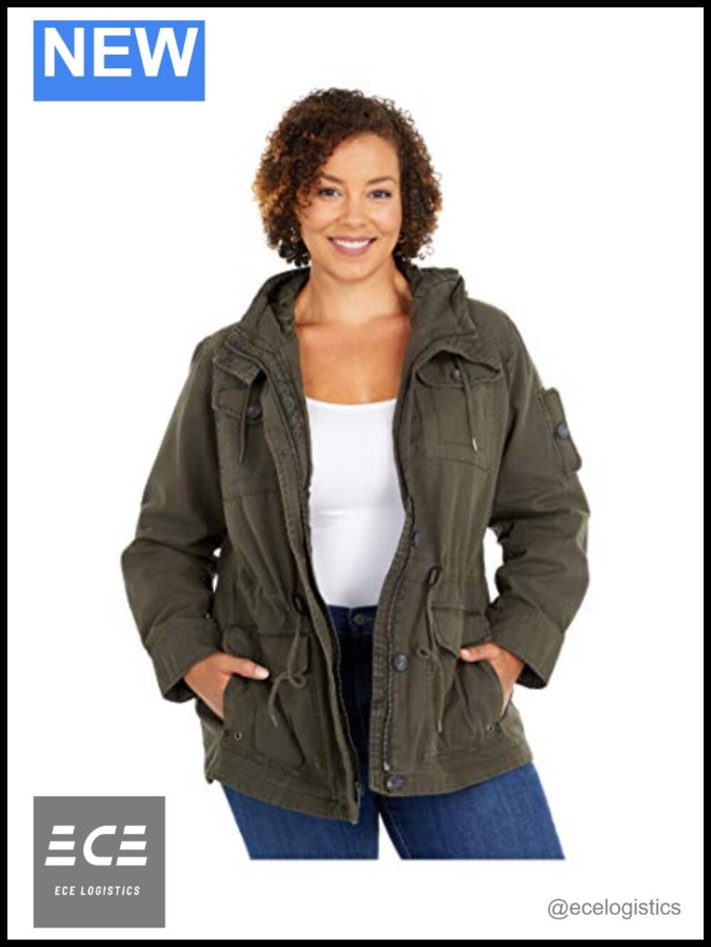 Lightweight Cotton Military Anorak Jacket Relaxed Fit Long Sleeve